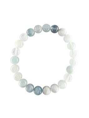 Natural Sky Blue Aquamarine Stretch 8mmx23 Bead Bracelet 6.75" 19g